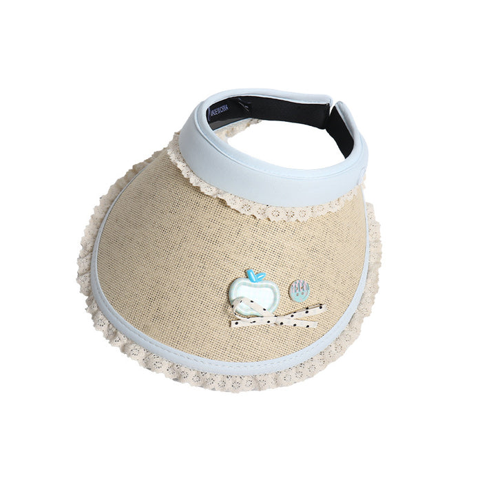 Wholesale Cute bow button top sun hat, large brim sun hat, straw hat, UV resistant sun hat