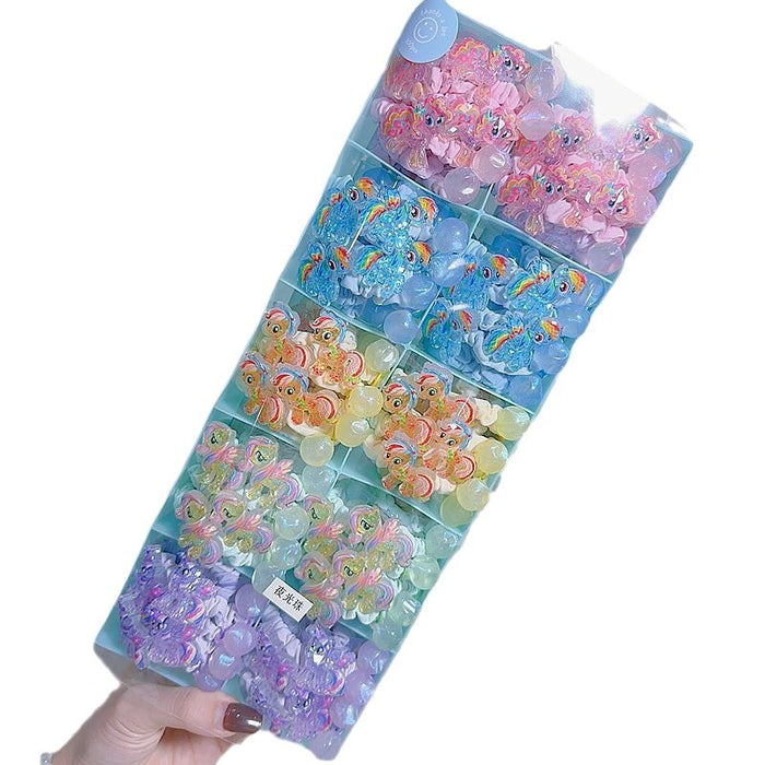 Wholesale 5pcs/ set Cartoon Jelly Colorful Pony Hair Tie Beaded Hair Tie