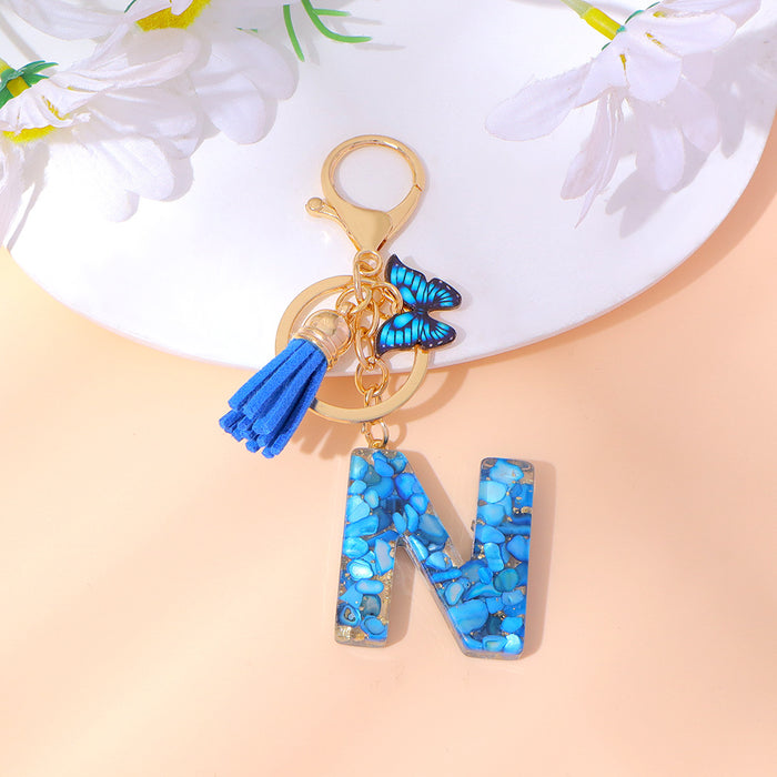 Wholesale Letter Keychain Tassel Butterfly Girl Bag Pendant