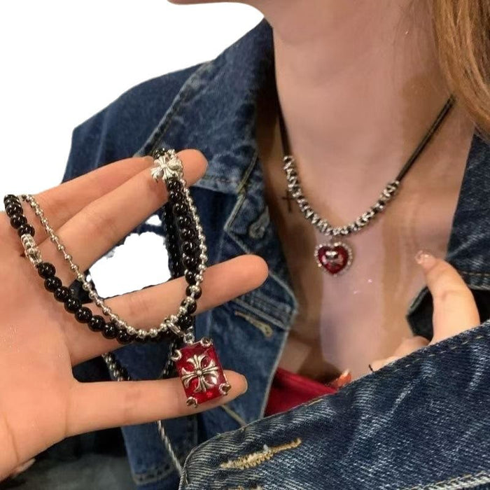 Wholesale Halloween Love Beaded Sweet Cool High Sense Clavicle Chain Necklace