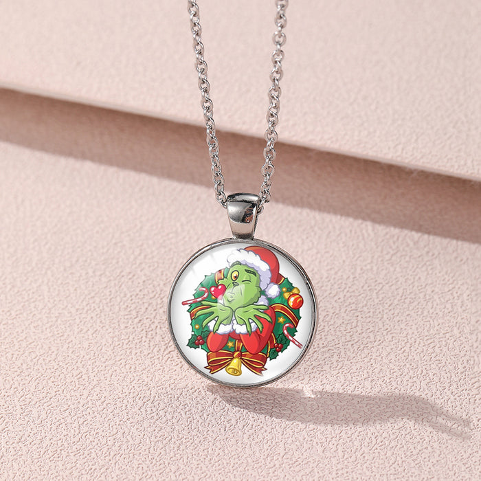 Wholesale Alloy Cartoon Christmas Time Gemstone Necklace JDC-NE-XiangL001