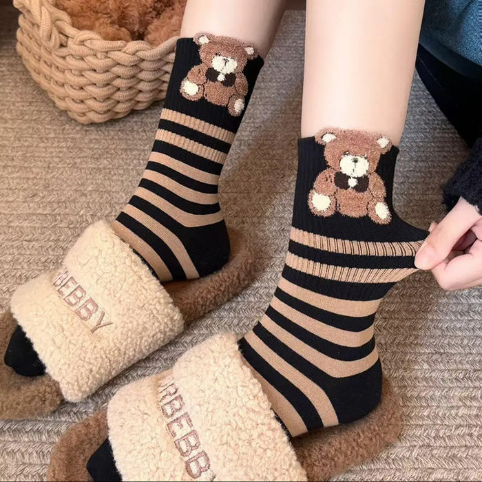 Wholesale Socks, long tube, thick, stylish, cute, with letters, high waist, striped, cotton socks, internet famous