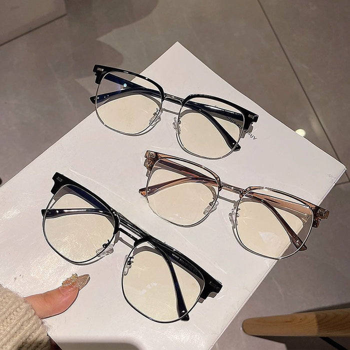 Wholesale Eyeframe, frame, large face, half frame, flat mirror, can be paired with myopia lenses