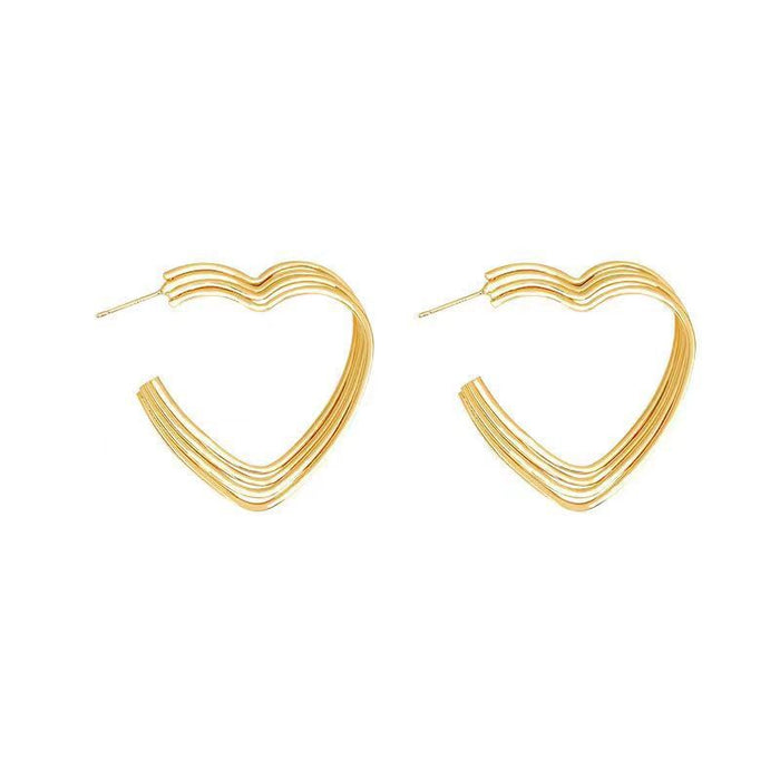 Wholesale Geometric heart-shaped exaggerated personality fashion woven earrings wholesale