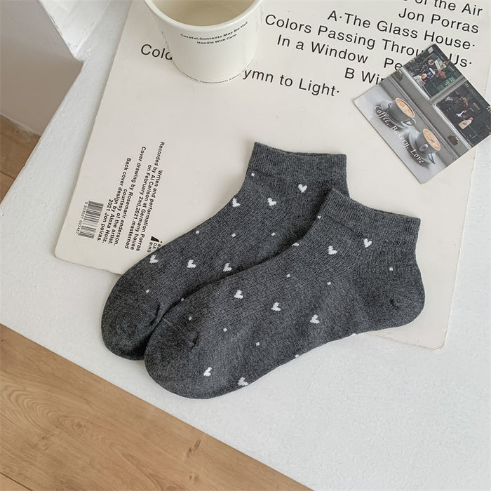 Wholesale Socks, thin, heart-shaped, breathable, sweat absorbing, cotton socks, versatile boat socks