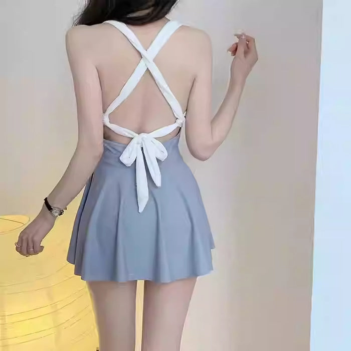 Wholesale New swimsuit with one-piece suspender, conservative skirt style, high-end feeling, vacation beach