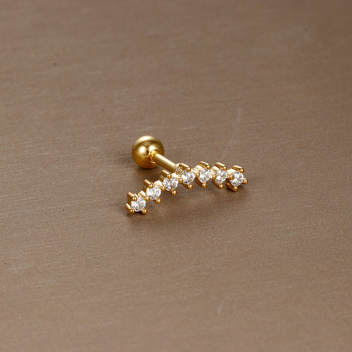 Wholesale Jewelry Stainless Steel Ear Nail Zircon Ball Screw Women