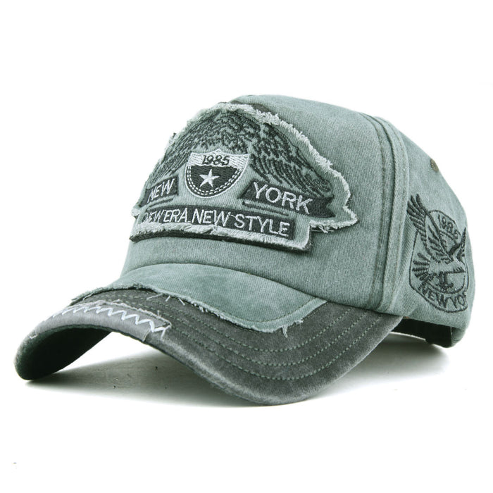 Wholesale 100%  Cotton Washed Mountain Embroidery Sun Protection Baseball Cap