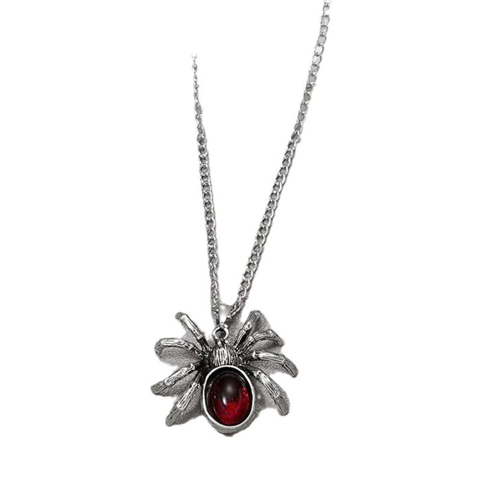 Wholesale Halloween Spider Pendant Necklace Personality Punk Hip Hop Horror Alloy Jewelry