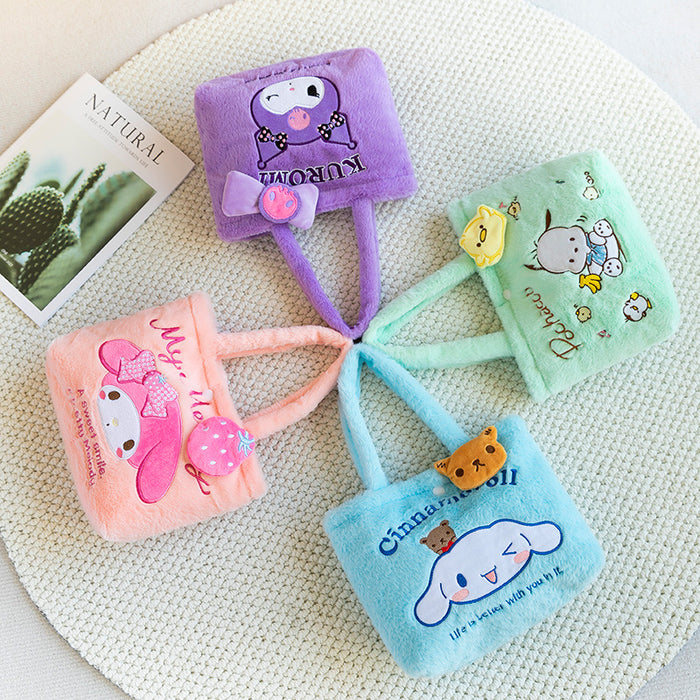 Wholesale Cute Cartoon Plush Cat Handbag Kids Coin Purse Gift Bag