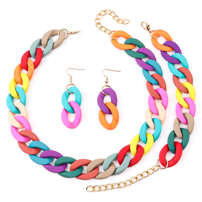 Wholesale Acrylic Rubber Feel Paint Versatile Necklace Earrings Set JDC-ES-ChouD012