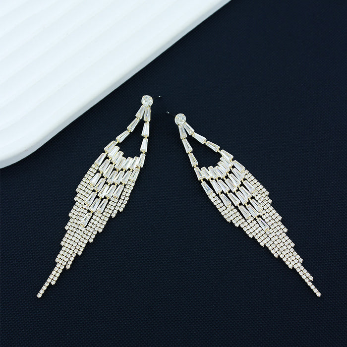 Wholesale Zircon Tassel Rhinestone Diamond Earrings Women's High-end Exaggerated Long Earrings