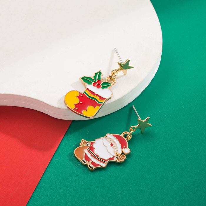 Wholesale Snowman Christmas Tree Alloy Letter Earrings - Party Fashion Accessory Boutique