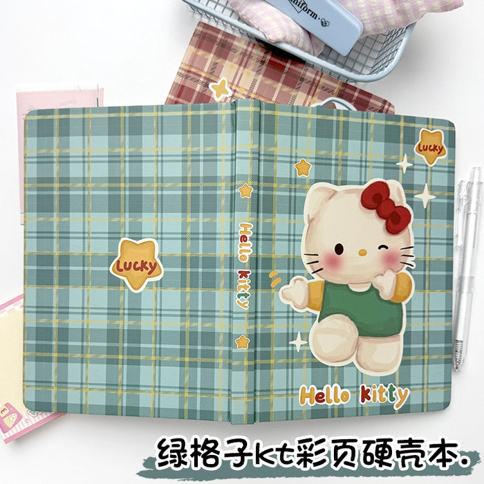 Wholesale Green Plaid Cat Notebook Cute Cartoon Book Student' s Journa
