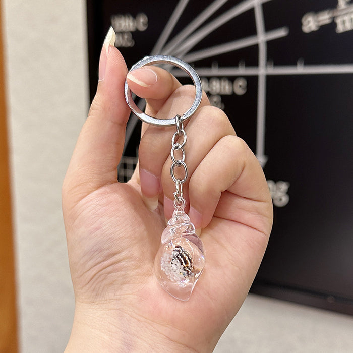 Wholesale Acrylic transparent simulation dreamy night light conch DIY couple keychain earrings bag pendant wholesale