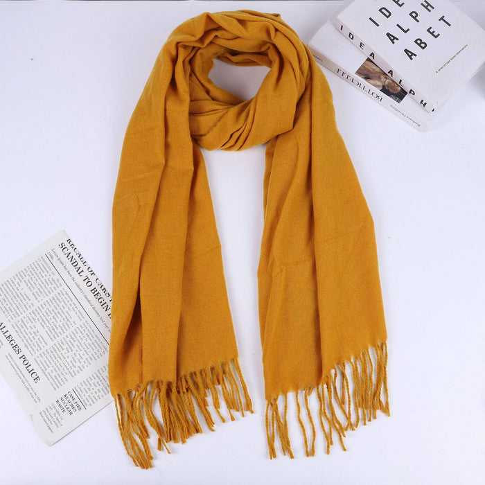 Wholesale Thick Imitation Cashmere Scarf Thorn Hair Scarf Soft and Warm Solid Color Scarf Women's Tassel Scarf Neck Shawl JDC-SF-MC004