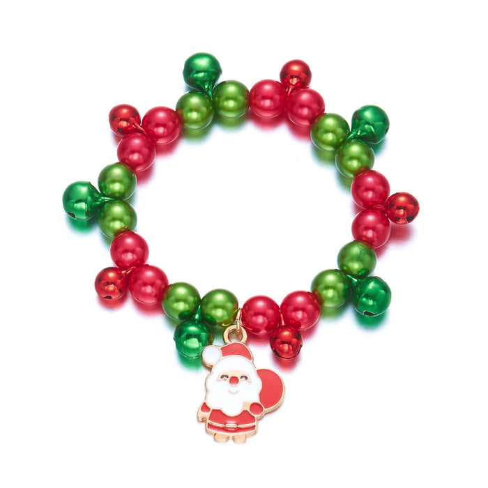 Wholesale Christmas Beaded Bracelet Tree Elk Pendant Zinc Alloy Elastic Jewelry Accessory for Party