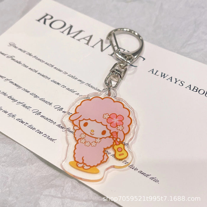 Wholesale Double-sided Keychain Cute Cartoon Book Bag Pendant Transparent Pendant Acrylic Key Ring for Men and Women