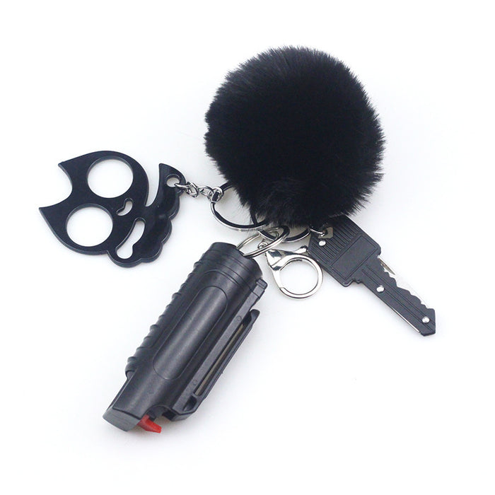 Wholesale Hair Ball Multi-function Plastic Keychain Set 4 Pieces JDC-KC-TouMS042