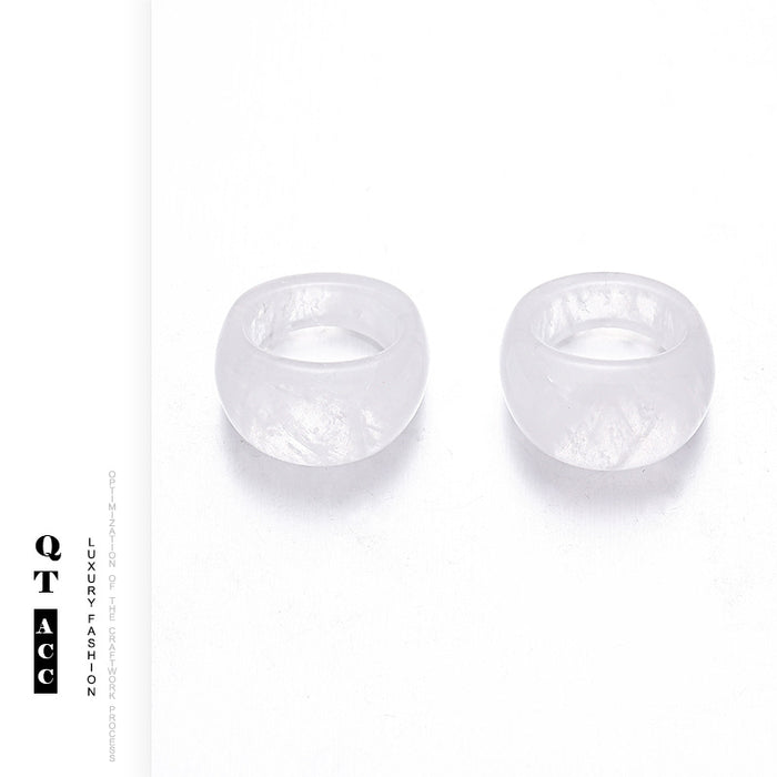 Wholesale Fashionable simple style light luxury white jade crystal geometric circle design ring for women