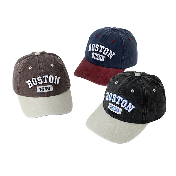 Wholesale Children' s Washed Embroidered Color-Blocked Baseball Hat