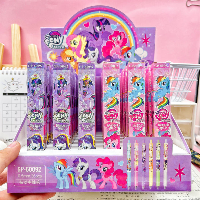 Wholesale Pony Blind Box Pen Cartoon Gel Pen Metal Pen Clip Press Neutral Black Laser