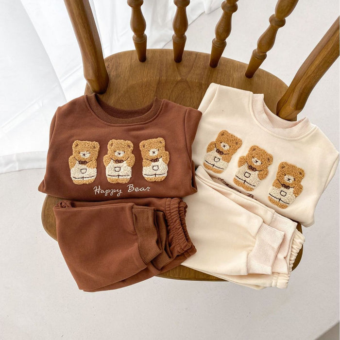 Wholesale Cartoon Bear Embroidered Sweatshirt Children's Suit JDC-CTS-WeiNiS016