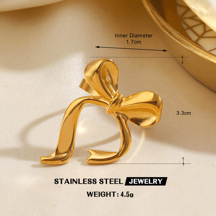 Wholesale Women's Stainless Steel Round Bow Rings Adjustable rings