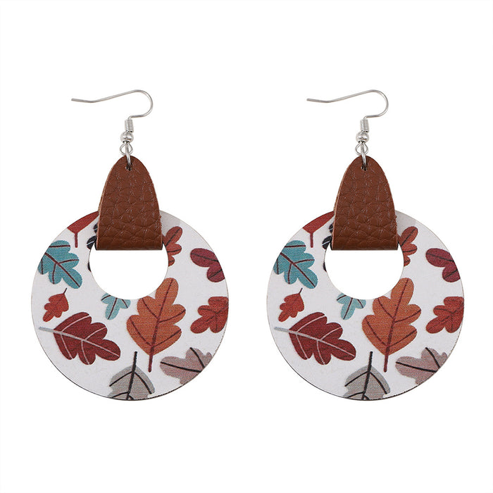 Wholesale Autumn Thanksgiving Leaf Wooden Pendant Earrings