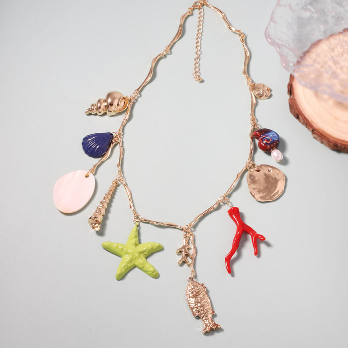 Wholesale Alloy Exaggerated Oil Dropping Marine Various Animal  Bohemian Necklace