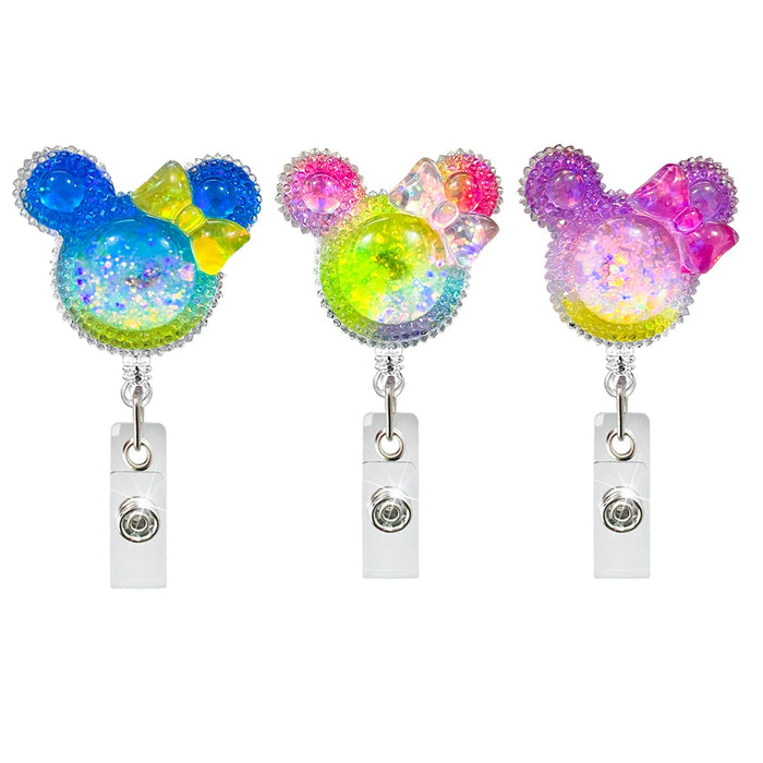 Wholesale Crystal Patch Acrylic Glitter Badge Scroll Retractable Keychain JDC-KC-QiDing018