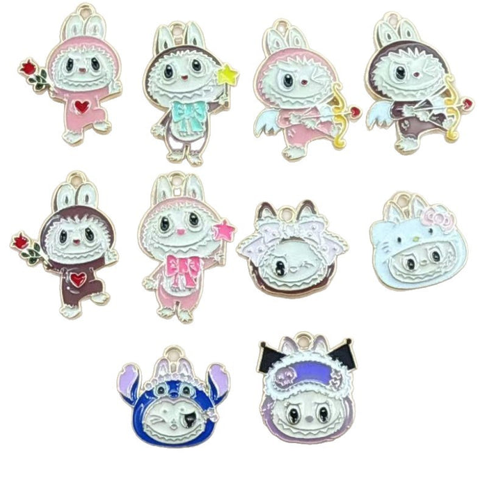 Wholesale 10pcs Anime Cartoon Alloy Oil Drip DIY Earrings,  Keychain,  Necklace Pendant