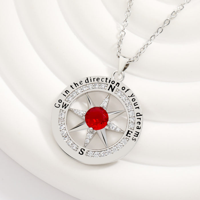 Wholesale Compass English pendant, niche octagonal star compass necklace