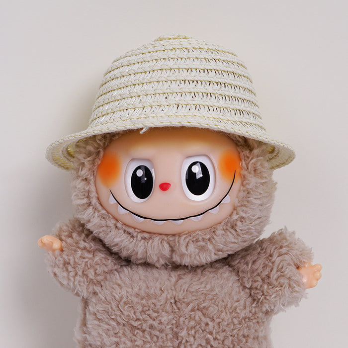 Wholesale  mini hollow top woven straw hat dome wave pull cloth leaking ear hat dress-up baby clothes accessories