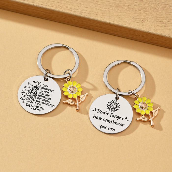 Wholesale Sunflower I AM THE STORM Stainless Steel Keychain JDC-KC-LinHeng004