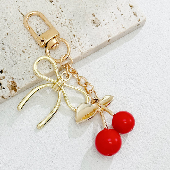 Wholesale Heart Buckle Cherry Keychain Cherry Bag Pendant