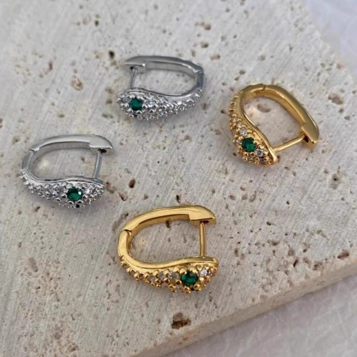 Wholesale Diamond studded snake shaped earrings, fashionable and niche design, light luxury and high-end feeling, ear ring buckle, personalized earrings