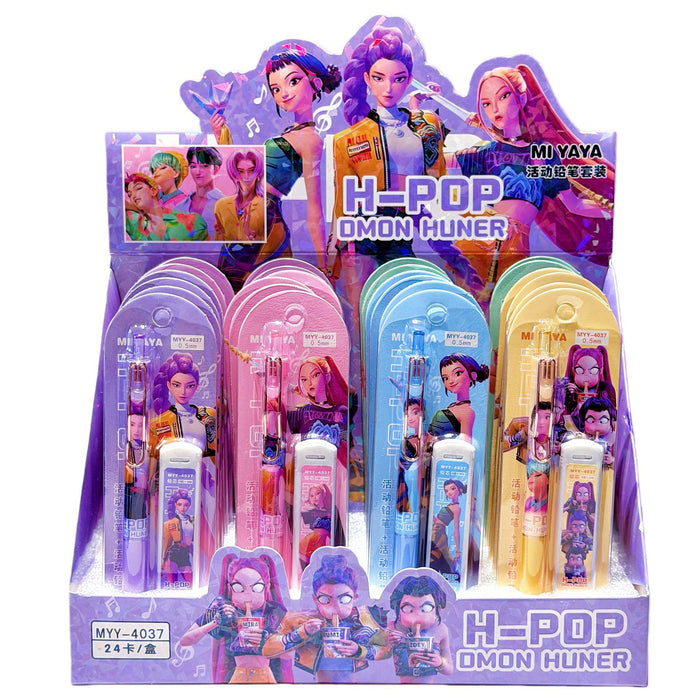 Wholesale Cartoon K-pop themed automatic pencil set with continuous lead supply