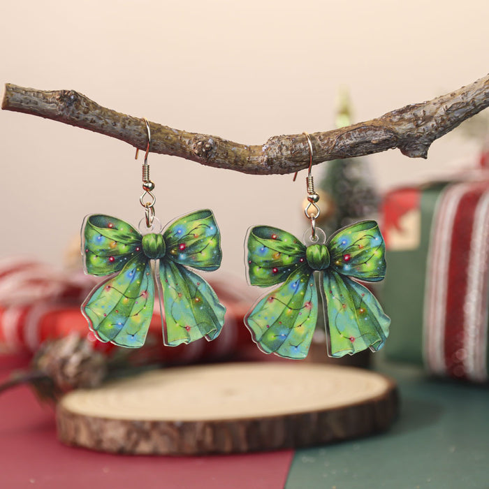 Wholesale Christmas bow earrings for women,  design with festive atmosphere,  snowman acrylic earrings