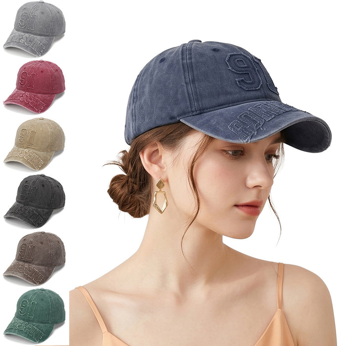 Wholesale Vintage Letter-Embroidered Soft Top Baseball Cap Sun Protection Hat for Men Women