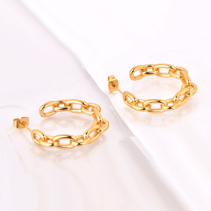 Wholesale Personality Chain Links C-Shaped Earrings
