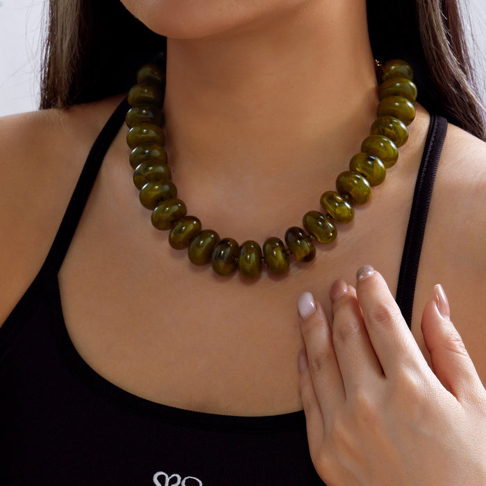 Wholesale Trendy Resin Bead Colorblock Necklace Fashion Jewelry Accessory