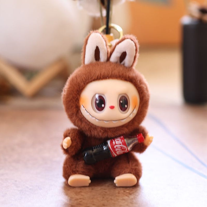 Wholesale Cute and cute second generation Coke vinyl rabbit pendant plush toy doll little rabbit bag pendant keychain