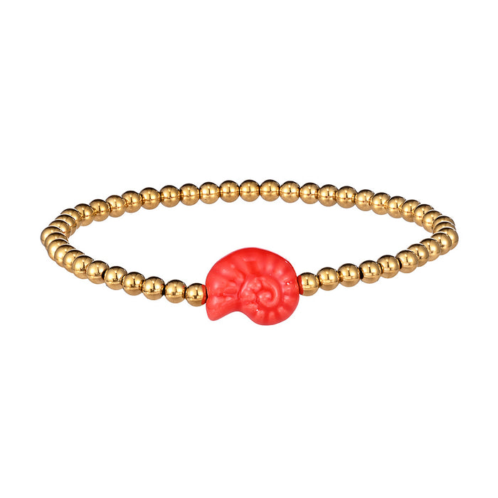 Wholesale Swimming wearable mini bracelet accessory ceramic conch animal turtle titanium steel non fading bracelet