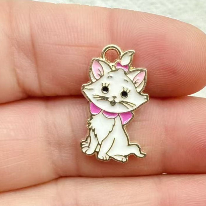 Wholesale 10pcs Cute Cat Alloy Keychain Mini Handmade Accessory Pendant