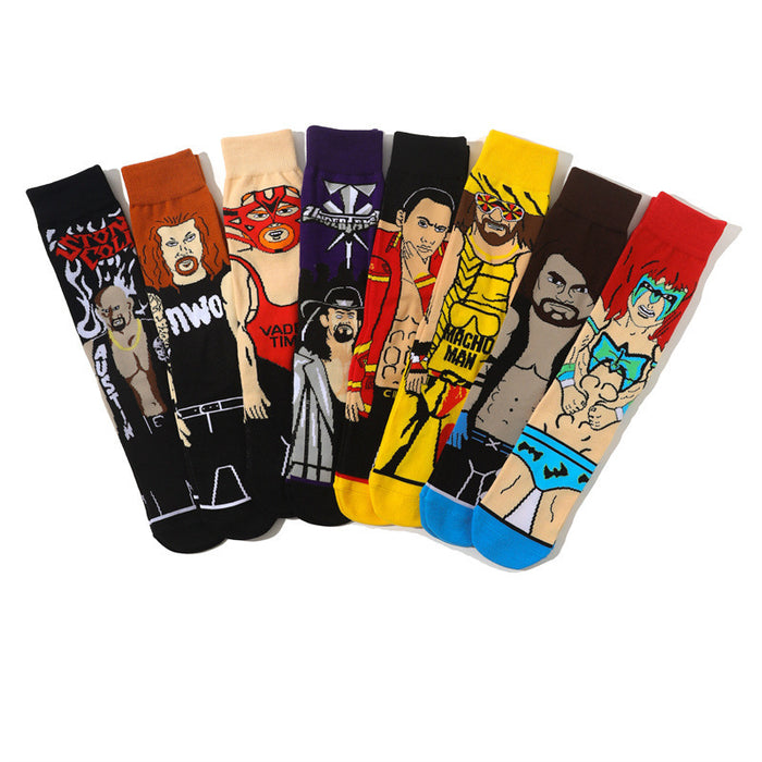 Wholesale Cartoon Men' s Sports Socks Cotton Mid-Calf Sports Socks