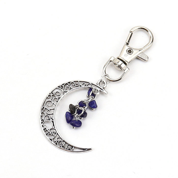 Wholesale Moon Crushed Stone Grape Skewer Natural Crystal Raw Stone Keychain Keychain K42 JDC-KC-HXu001