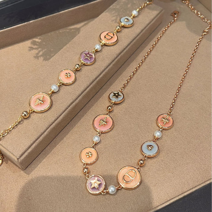 Wholesale Macaron Pentagram Bee Necklace Women's choker necklace Bracelet Earrings