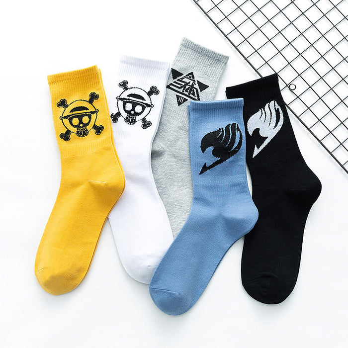 Wholesale Socks men's and women's long socks cartoon street versatile sweat absorbing cute student socks men's and women's mid tube socks