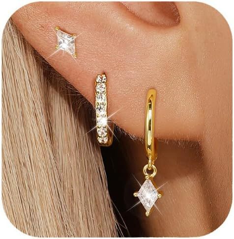 Wholesale New retro niche versatile octagonal star earrings copper plated with real gold temperament fashionable star earrings wholesale